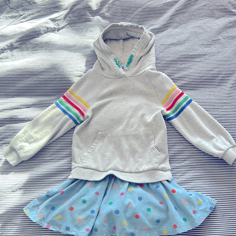 Boden girls sweatdress 6-7yrs rainbow stripes and polka dots